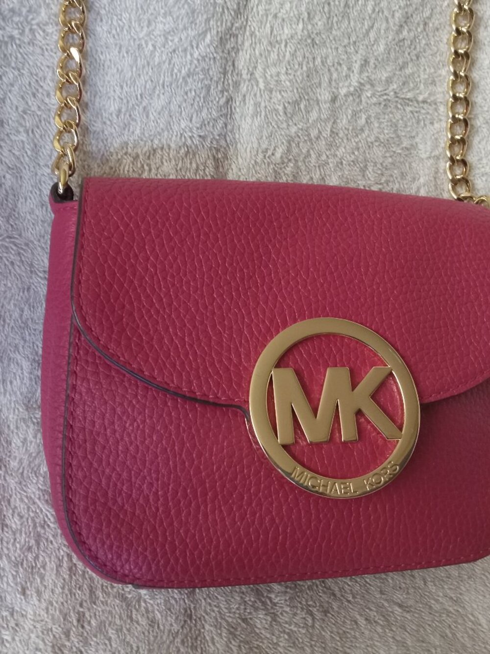 Michael Kors Fulton Flap Shoulder Bag Small Crossbody Rose Leather